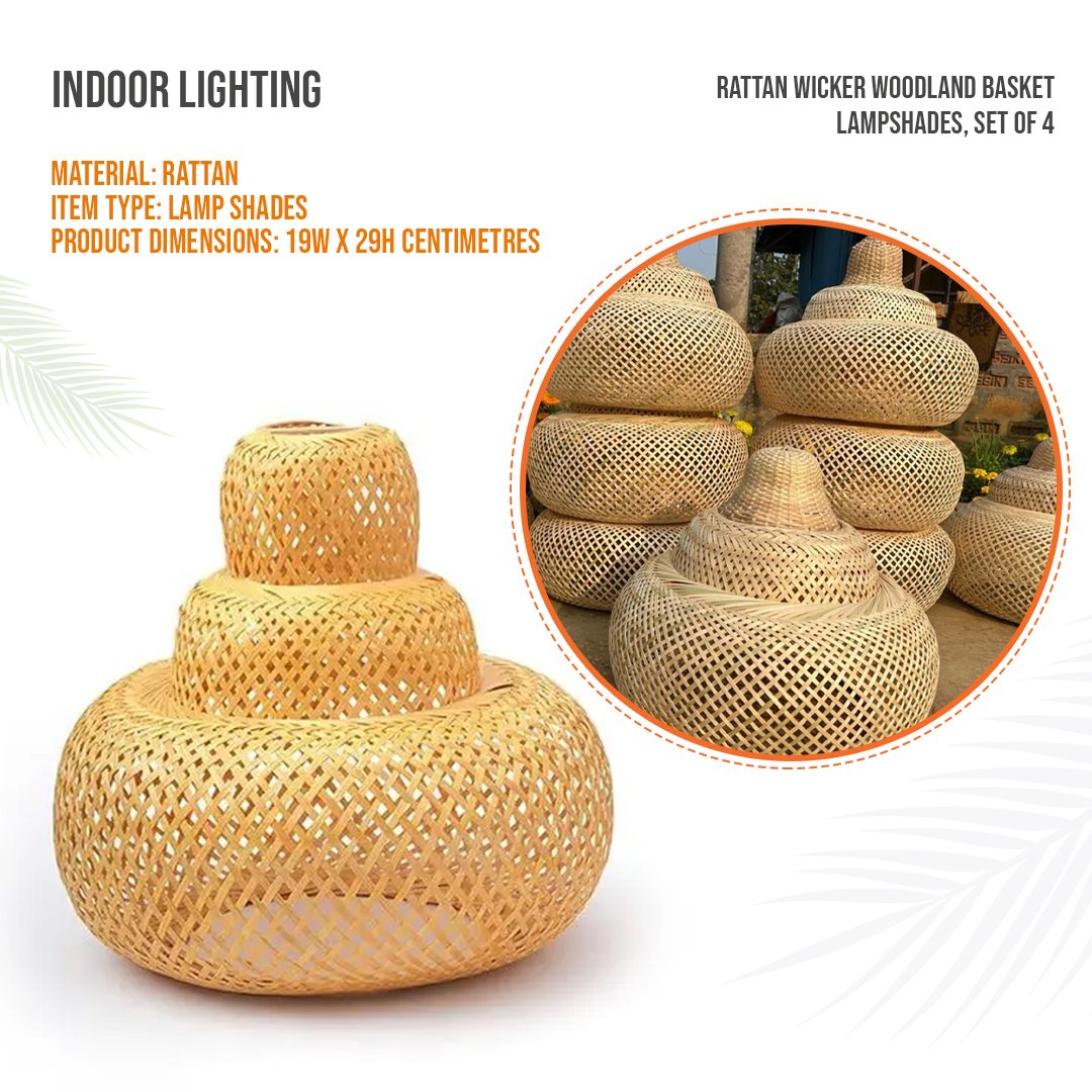 Rattan Wicker Woodland Basket Lampshades