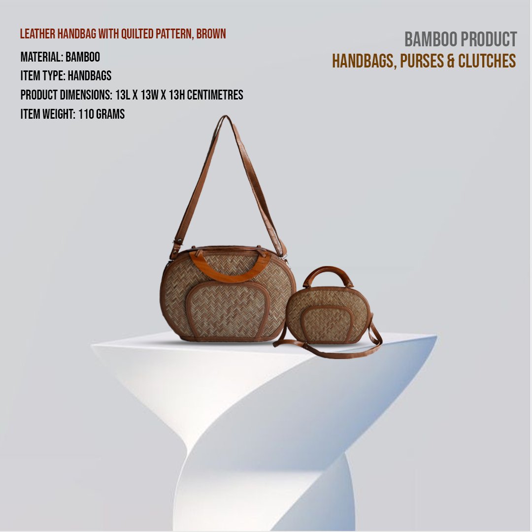 Handwoven Straw Handbag, Crescent Shape, Beige